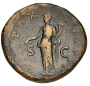 Sestertius - Domitian PAX AVGVST S C; Pax, Rome, 73-74 reverse image