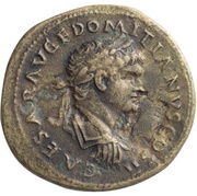 Sestertius - Domitian ROMA S C; Roma and Victory obverse image