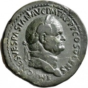 Sestertius - Vespasian PAX AVGVST S C; Pax obverse image