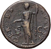 Sestertius - Vespasian CERES AVGVST S C; Ceres, Rome, 75 reverse image