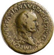 Sestertius - Vespasian PAX AVGVSTI S C; Pax obverse image