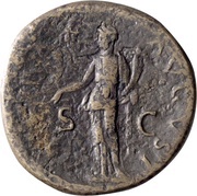 Sestertius - Titus PAX AVGVST S C; Pax, Rome, 75 reverse image