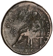 Sestertius - Vespasian PAX AVGVST S C; Pax, Rome, 76 reverse image