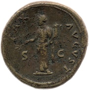 Sestertius - Vespasian PAX AVGVST S C; Pax, Rome, 76 reverse image