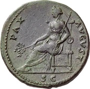 Sestertius - Vespasian PAX AVGVST S C; Pax, Rome, 76 reverse image