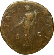 Sestertius - Titus PAX AVGVST S C; Pax, Rome, 76 reverse image