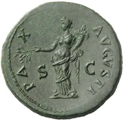Sestertius - Domitian PAX AVGVSTI S C; Pax, Rome, 76-77 reverse image
