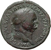 Sestertius - Vespasian PAX AVGVST S C; Pax obverse image