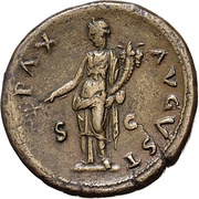 Sestertius - Vespasian PAX AVGVST S C; Pax, Rome, 77-78 reverse image