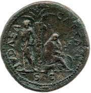 Sestertius - Titus IVDAEA CAPTA S C; Judaea, Rome, 77-78 reverse image