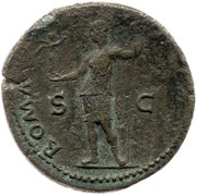 Sestertius - Titus ROMA S C; Roma and Victory, Rome, 77-78 reverse image