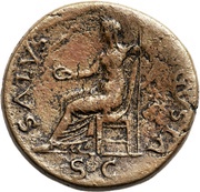 Sestertius - Titus SALVS AVGVSTA S C; Salus, Rome, 77-78 reverse image