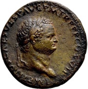 Sestertius - Titus VESTA S C; Vesta obverse image