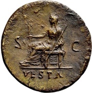 Sestertius - Titus VESTA S C; Vesta, Rome, 79 reverse image