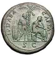 Sestertius - Titus IVDAEA CAPTA S C; Judaea, Rome, 80 reverse image