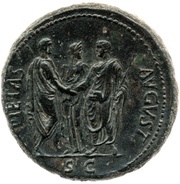 Sestertius - Titus and Domitian PIETAS AVGVST S C; Concordia, Rome, 80-81 reverse image