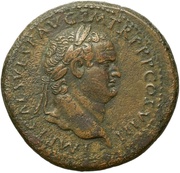 Sestertius - Titus VESTA S C; Vesta obverse image