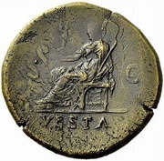 Sestertius - Titus VESTA S C; Vesta, Rome, 80-81 reverse image