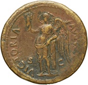 Sestertius - Titus VICTORIA AVGVST S C; Victory, Rome, 80-81 reverse image