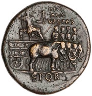 Sestertius - Vespasian IMP T CAES DIVI VESP F AVG P M TR P P P COS VIII obverse image