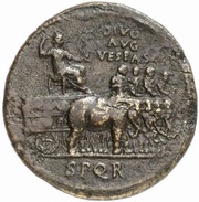 Sestertius - Vespasian IMP T CAES DIVI VESP F AVG P M TR P P P COS VIII obverse image