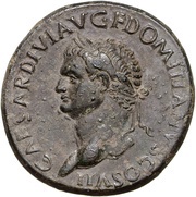 Sestertius - Domitian PAX AVGVST S C; Pax obverse image
