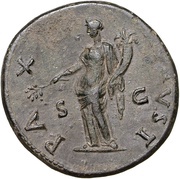 Sestertius - Domitian PAX AVGVST S C; Pax, Rome, 80-81 reverse image