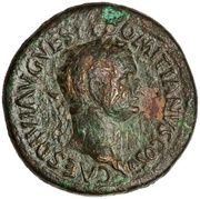 Sestertius - Domitian PAX AVGVST S C; Pax obverse image