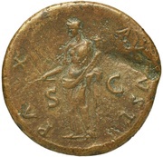 Sestertius - Domitian PAX AVGVST S C; Pax, Rome, 80-81 reverse image
