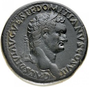 Sestertius - Domitian PAX AVGVST S C; Pax obverse image