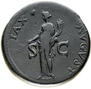 Sestertius - Domitian PAX AVGVST S C; Pax, Rome, 80-81 reverse image