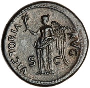 Sestertius - Domitian VICTORIA AVG S C; Victory, Rome, 80-81 reverse image