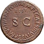 Sestertius - Tiberius IMP T CAES DIVI VESP F P M TR P P P COS VIII REST, Rome, 80-81 reverse image