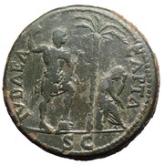 Sestertius - Titus IVDAEA CAPTA S C; Judaea, Rome, 80-81 reverse image