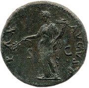 Sestertius - Domitian PAX AVGVST S C; Pax, Rome, 80-81 reverse image