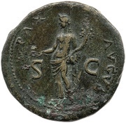 Sestertius - Domitian PAX AVGVST S C; Pax, Rome, 80-81 reverse image