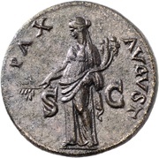 Sestertius - Domitian PAX AVGVST S C; Pax, Rome, 82 reverse image
