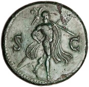 Sestertius - Domitian S C; Mars, Rome, 82 reverse image