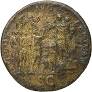 Sestertius - Domitian STIPE IMP AVG DOMITIAN S C, Rome, 84 reverse image