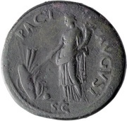 Sestertius - Domitian PACI AVGVST S C; Pax, Rome, 85 reverse image