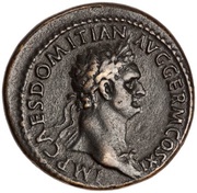 Sestertius - Domitian S C; Minerva obverse image