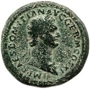 Sestertius - Domitian S C; Rhenus obverse image