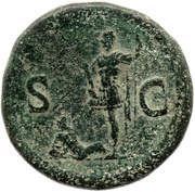 Sestertius - Domitian S C; Rhenus, Rome, 85 reverse image