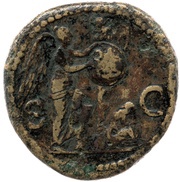 Sestertius - Domitian S C; Victory and Germania, Rome, 85 reverse image