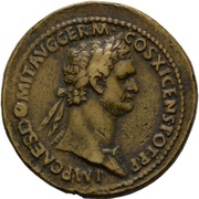 Sestertius - Domitian PACI AVGVST S C; Pax obverse image