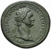 Sestertius - Domitian S C; Minerva obverse image