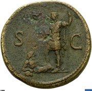 Sestertius - Domitian S C; Rhenus, Rome, 85 reverse image