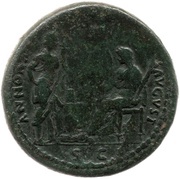 Sestertius - Domitian ANNONA AVGVST S C; Annona and Ceres, Rome, 85 reverse image