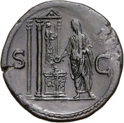 Sestertius - Domitian S C; Minerva, Rome, 85 reverse image