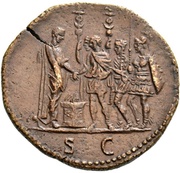 Sestertius - Domitian S C, Rome, 85 reverse image